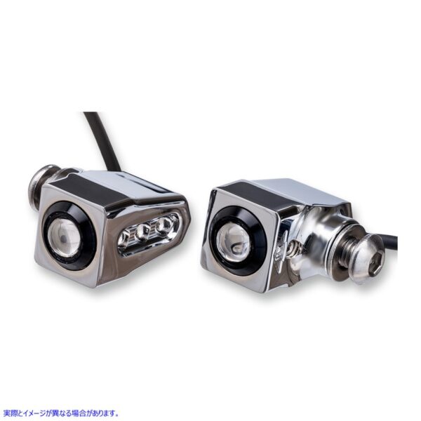 取寄せ シングルラットアイLEDターンシグナル ジョーカー マシーン Side-mount LED Turn Signals - Chrome/Amber 05-206-AC DRAG 20201423