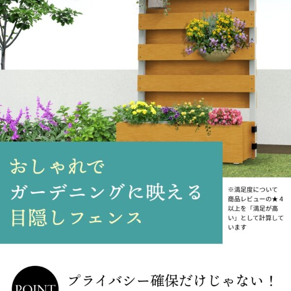 目隠し フェンス ラティス プランター付きフェンス 置くだけ プランター付き 目隠しフェンス 置く 樹脂 ウッドデッキパネル マンション 木目 ベランダ 簡単 木目 自立 庭 おしゃれ 固定 人工