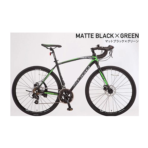 ロードバイク シマノ製14段変速 700x25c 21テクノロジー(21Technology) GT700S(マットブラック/グリーン)