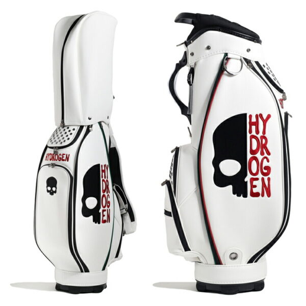 ハイドロゲン ゴルフ キャディバッグ メンズ 9.0型 約4.5kg 5分割 ゴルフバッグ スカル シボ 合成皮革 スタッズ ブランド レア HYDROGEN GOLF 514-20180001
