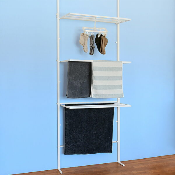 折りたためるつっぱりボーダーハンガー 《足立製作所 日本製 突っ張り ラック 突っぱり 突っ張り 衝立 ついたて 間仕切り オシャレ 突っ張り棒 パーテーション ウォールラック 洗濯物干し