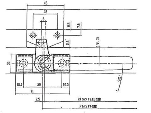 カムラッチハンドル 三協アルミ B61780 Aタイプ 軸無し SI色