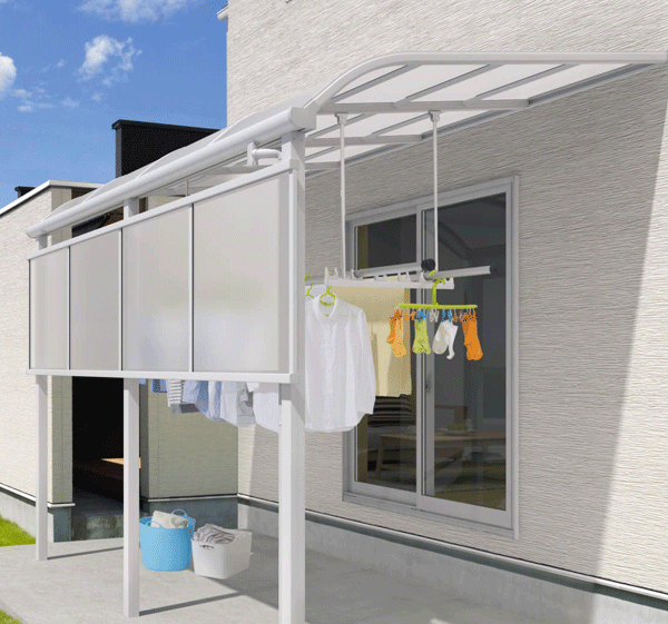 テラス屋根　レボリューＡ TF1NA型　フラット型　1.5間4尺　標準納まり　ポリカ　三協