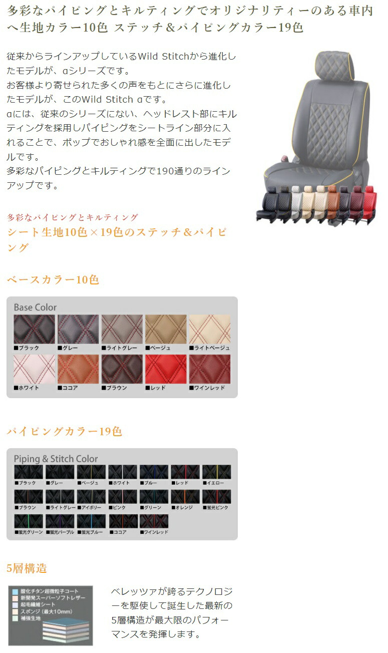 Bellezza/ベレッツァ シートカバー 86 ZN6 2012/4- ワイルドステッチアルファ ココア T342