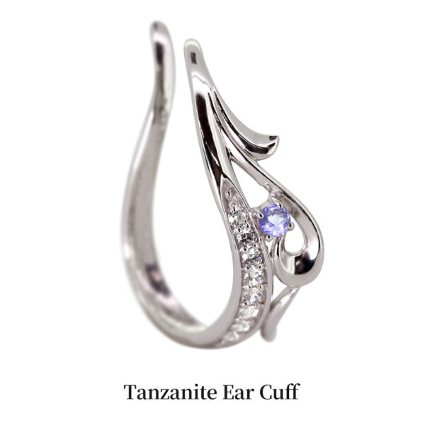 プラチナ イヤーカフ タンザナイト 誕生石 12月 レディース イヤカフ 片耳 唐草 アラベスク pt900 重ねづけ 大人可愛い