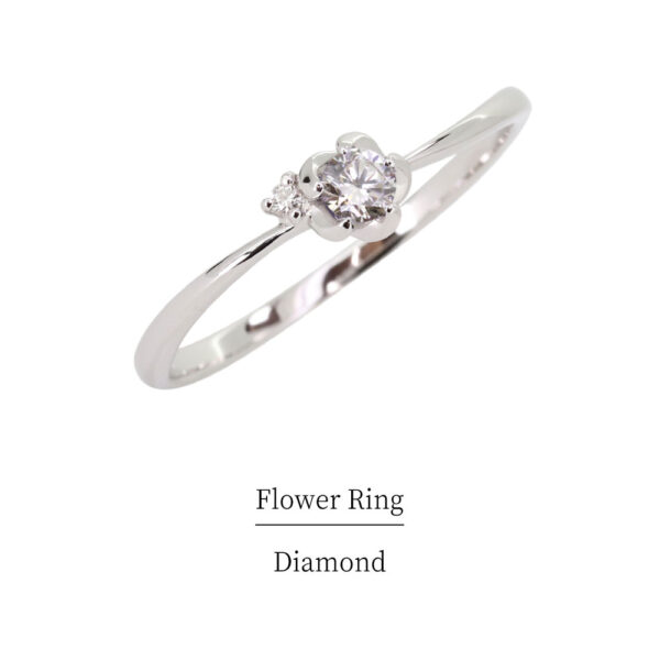 プラチナ 指輪 レディース 花 ダイヤモンド リング 4月誕生石 フラワーリング