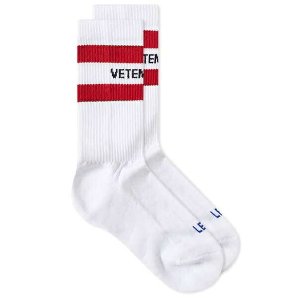 ヴェトモン メンズ 靴下 アンダーウェア VETEMENTS Logo Sock White