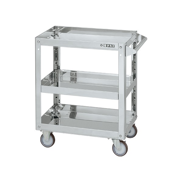 ステンレススーパーワゴン(SUS304/プレート式ナイロンウレタン車/スチール金具仕様) SAP3-7573NU 1台