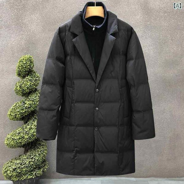 秋冬 コーデ メンズ 服 シンプル ファッション オシャレ 大人 かっこいい 大きいサイズ ストリート 紳士服 ビジネス カジュアル ロング ダウン ジャケット アウター ミドル丈 暖かい トップ